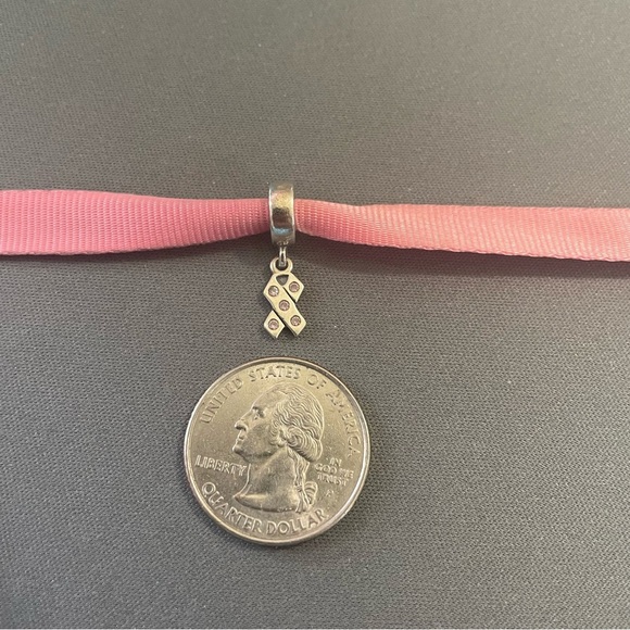 Pandora Retired Breast Cancer Awareness Pink Sterling Silver Dangle Charm - Picture 3 of 4